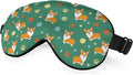 Funny Dog Sleep Mask Eye Mask Corgi Cute Puppies Cartoon Pet Animal Green Sleep Mask Light Blocking Adjustable Smooth Soft Eye Masks for Women Deep Rest Travel