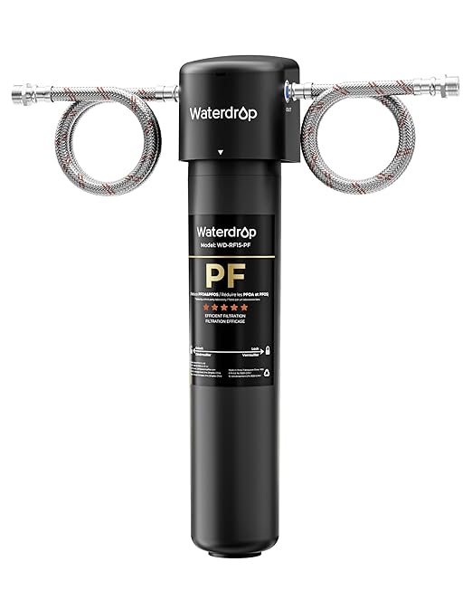 Waterdrop 15UA-PF Under Sink Water Filter, Reduce 80+ Impurities, 𝟗𝟗.𝟗% 𝐏𝐅𝐎𝐀, 𝟗𝟗.𝟖% 𝐏𝐅𝐎𝐒, 96% Chloramine, Fluoride, VOCs, Chloroform, Direct Connect to Kitchen Faucet (Filter: RF15-PF)