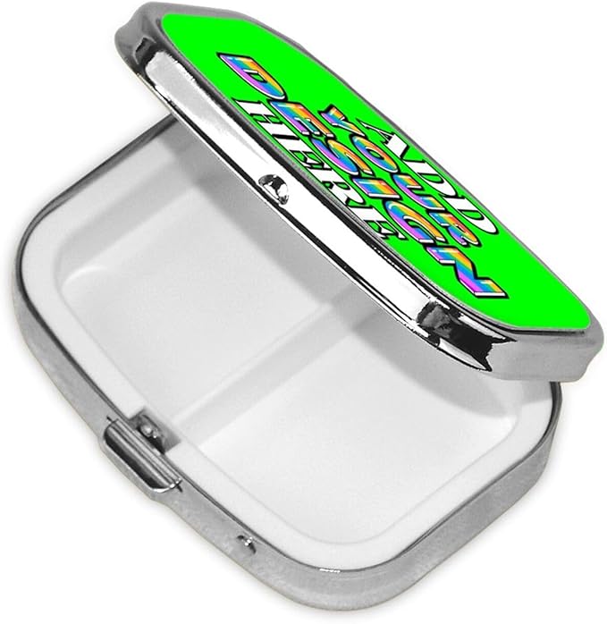 Custom Pill Box, Medicine Pill Organizer Case Container Travel Pill Holder Vitamin for Purse Med Wallet Portable Mini Pastillero Square, Lime, Personalized Gifts,