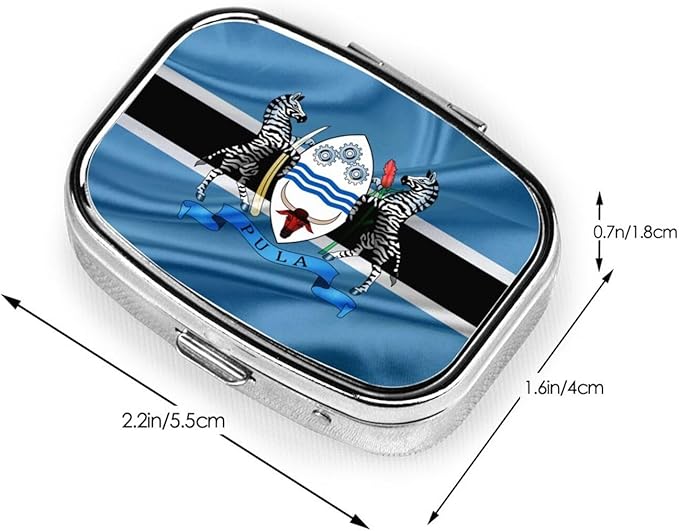Coat of Arms of Botswana Pill Box Travel Case Small Mini Daily Medicine Organizer