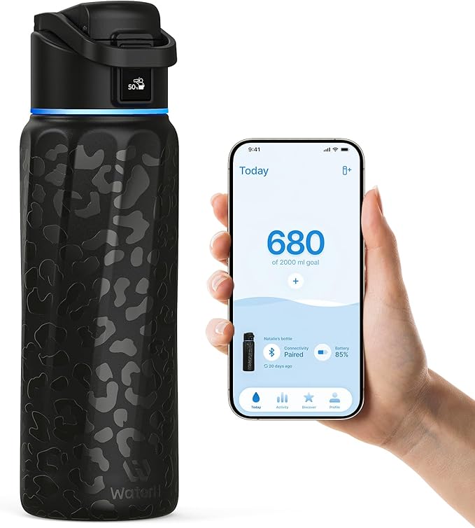 BOOST Smart Water Bottle with Reminder & Tracker, Double Wall Vacuum Insulated Bottles Stainless Steel, 32oz BPA-Free Wide Mouth for School, Gym, Office, Ideal for Mother's Day