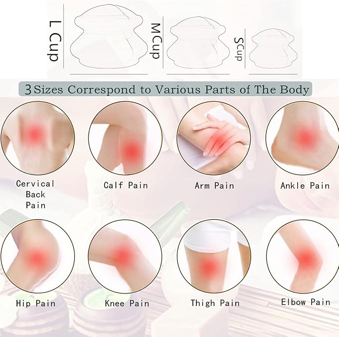6 Sizes Cupping Therapy Set-Professional Cupping Therapy Studio and Household Silicone Cupping Set, Stronger Suction, Suitable for Myofascial Massage, Muscle, Nerve, Joint Pain