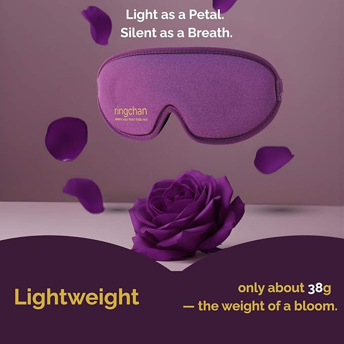 Meditation Eye Mask - 100% Blackout Sleep Masks for Women, Zero Eye Pressure - Nose Seal Eye Cover for Yoga Nidra, Naps & Travel, Adjustable Night Blindfold - Deep Lavender Purple
