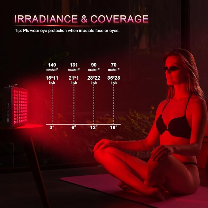 Red - Light - Therapy- Infrared Light 660nm 850nm High Power Panel Dual Chip Clinical Grade LED Device with LED Touch Screen 300W (Black)