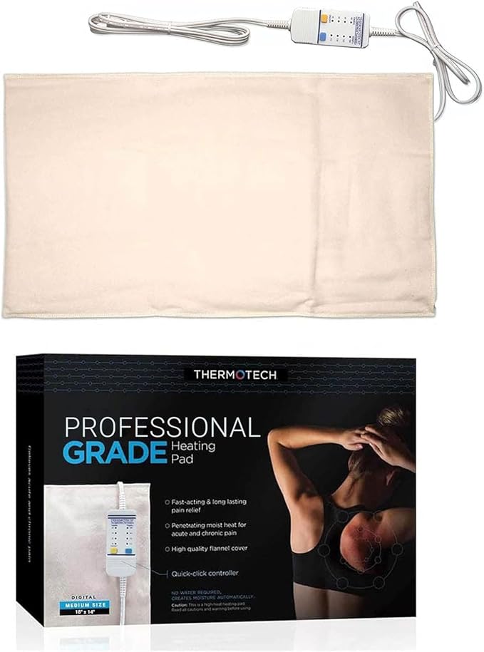 Professional Grade Heating Pad with Automatic Moist Heat by Thermotech, High-Heat Heating pad for Deep Penetrating Heat - 2nd Gen Version (Medium Digital - 18" by 14")