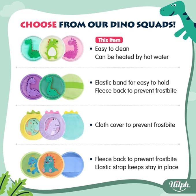 Hilph Kids Ice Packs for Boo Boos - FSA Eligible HSA, 3 Pack Gel Ice Packs for Toddlers & Children Injuries Reusable, Soft Small Hot & Cold Pack for Bumps, Bruises, Fever, Get Well Gifts