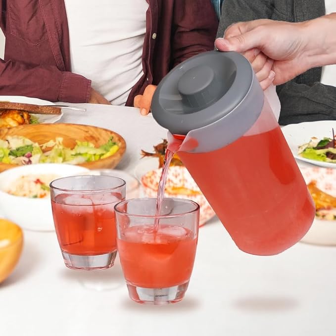 Water Pitcher with Lid 1 Gallon Pitcher, Freezer/Dishwasher Safe, BPA Free & Phthalate Free - Gray