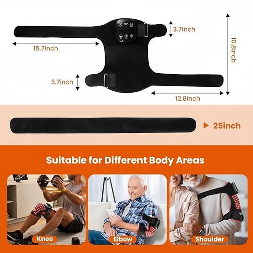 Red Light Therapy Knee Brace with Heated & Vibration Massager - 660nm/850nm Near Infrared Light Therapy Device for Women Men, 5000mAh Rechargeable, Adjustable for Knee/Elbow/Shoulder
