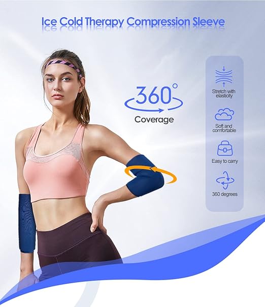 Freeze Ice Sleeve for Elbow & Knee Arm Ice Pack Sleeves Wrap for Injuries Compression, Reusable Gel Cold Packs for Ankle, Calf - Flexible Cold Wrap for Meniscus, ACL, MCL, Pain Relief (Blue, M)