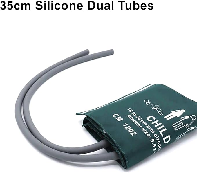 Blood Pressure Nylon Cuff with 35cm Dual Tubes for Pediatric Child 18-26 cm, Reusable Replacement NIBP Cuff with Inner Airbag for BP Monitor Machine, No Connector