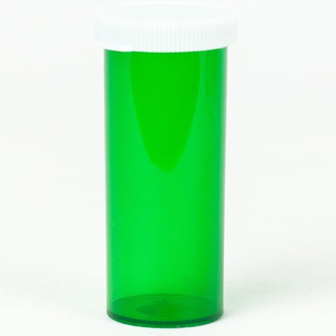 Five Star Supplies Snap Cap Plastic Pill Bottles - Easy Open Snap Cap - Pill Container Prescription Vial (Green, 8 DRAM 500 ct.)