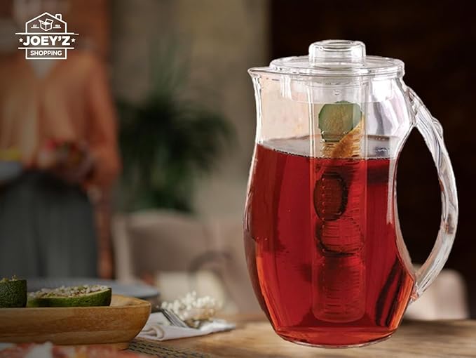 Large Fruit Infuser Water Pitcher (2.9 Quart / 93 Oz) – Shatterproof Acrylic Infusion Jug for Iced Tea, Juice, Beverages, Water, Lemon, Fruit & Herbs – BPA Free