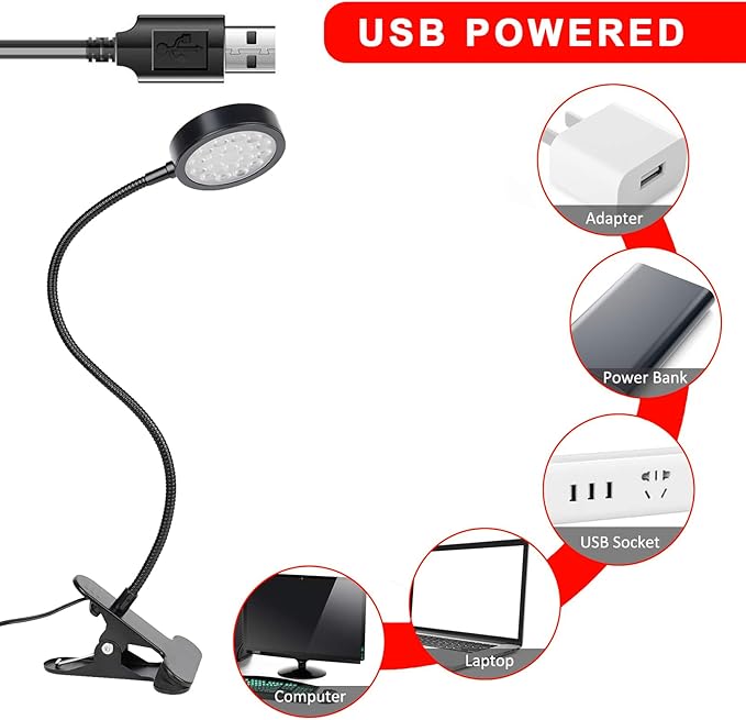 Red Light Therapy Lamp with Adjustable Gooseneck - 660nm & 850nm Dual Wavelength, USB-Powered, with Timer for Home Use