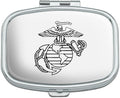 Marine Corps USMC Black White Eagle Globe Anchor Logo Officially Licensed Rectangle Pill Case Trinket Gift Box