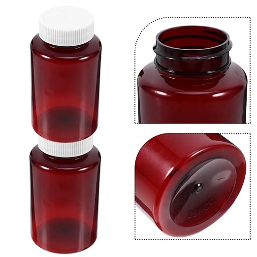 Cute Brown Plastic Pill Bottle 200ml Large Capsule Container Empty Medicine Bottles Sealing Caps