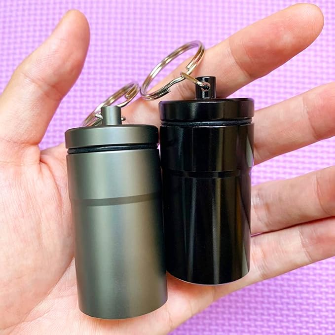 2 Packs 100 Tablets Nitro Bottle Holder, EFFIET Waterproof Metal Pill Bottle Container Capsule Match Container for Geocaching Quarters Cash Hider Storage Tubes/Fishing/Garden/Yard Hiding