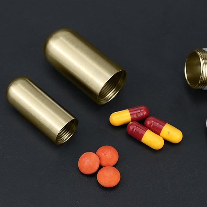 Convenient Keychain Pills Case Practical Brass Pills Container with Keychain Secure Travel Case for Medications