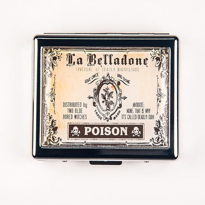 Vintage Poison 7 Days Chromed Shiny Silver Pill Organizer with Mirror Inside Has 8 Separate Compartments Rectangle 7 Days Pill Box Pill Case