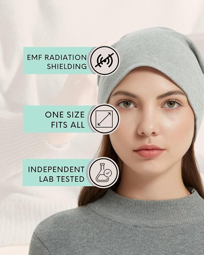 Radia Smart EMF Protection Slouch Beanie, 5G, RF Shielding, WiFi Protection, Brain Coat