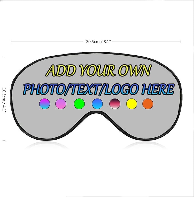 Personalized Eye Mask, Custom Eyeshade Blindfold Add Your Design Image Text Customized Eye Cover with Adjustable Strap for Sleeping Travel Work Naps Blocks Light, Light Gray