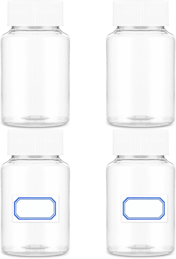 4Pcs Clear Pill Bottle, 300ml Empty Clear Plastic Pill Bottles Medicine Bottle Empty Reagent Bottles Chemical Containers with Caps for Liquid Solid Powder (300ml)