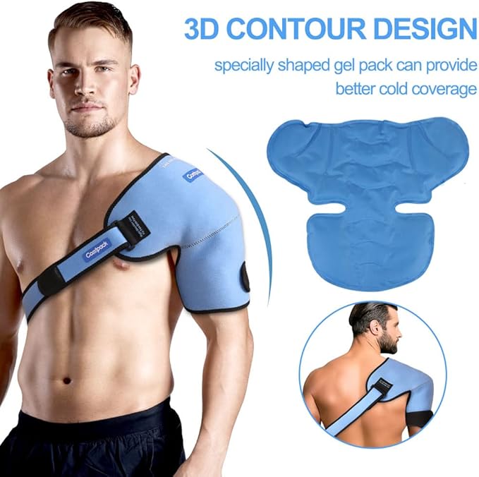 3D XL Shoulder Ice Pack Wrap, Shoulder Brace with Ice Pack Hot Cold Therapy for Sports Injuries, Bursitis, Tendinitis, Surgery Recovery, Rotator Cuff Arm Pain Relief
