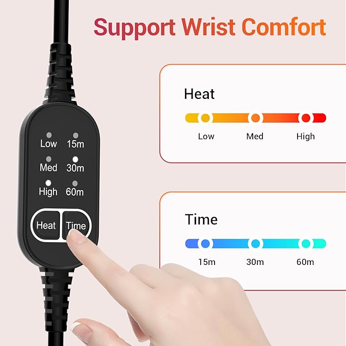 Comfytemp Hand Heating Pad for Carpal Tunnel, Arthritis, Tendonitis, Muscle Strain & Joint Stiffness Relief Heated Wrist Wrap for Mom Dad, Wearable Adjustable Heat Pad for Pain Relief