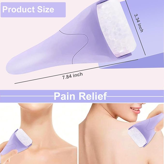 Ice Roller for Face, Face Roller-Cold Massage Stick for Cooling and Calming Puffiness Wrinkles Fine Lines - Skin Care Tools- Self Care Gifts for Women Men (Light Purple)