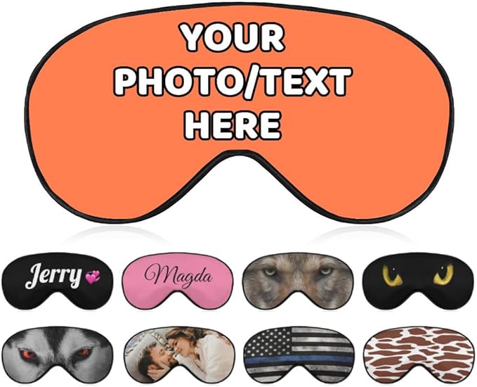 AMAPARK Custom Sleep Mask Add Your Own Design Personalized Photo Text Logo Soft Sleeping Masks for Men Women Wedding Anniversary Customized Gift, Coral