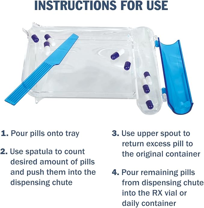 Apothecary Products Pill Tray & Spatula for Tablets, Medicine, Vitamins, Left-Handed