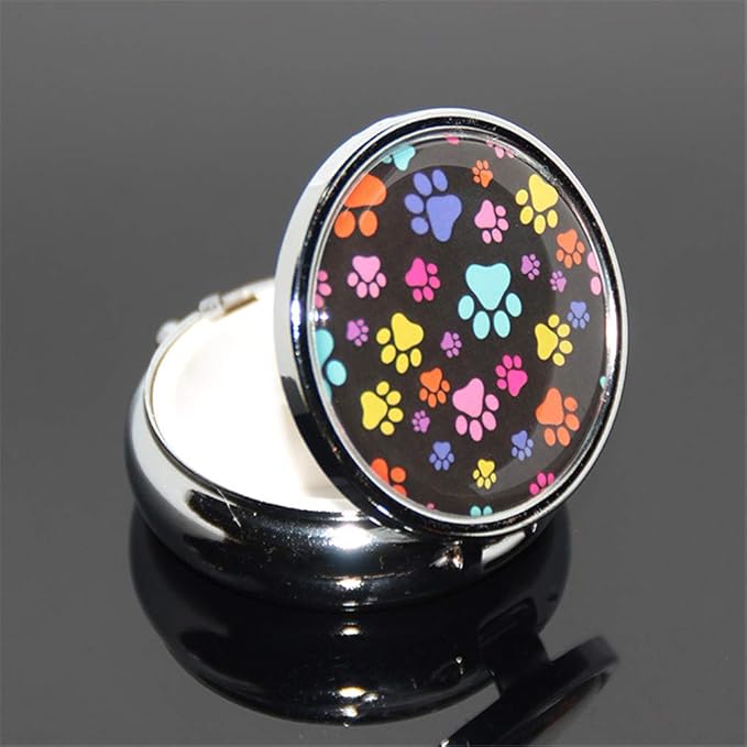 Round Medicine Box Portable Mini Metal Pill Case 2 inches Travel Little Pill Dispenser for Purse