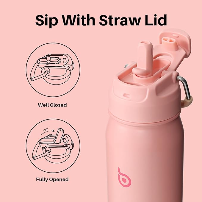 BOTTLE BOTTLE 24oz Insulated Water Bottle Stainless Steel Sport Water Bottle with Straw and Adjustable Lid Daily Pill Organizer