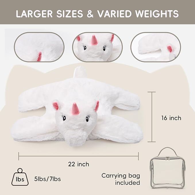 L'AGRATY Weighted Lap Pad for Kids 7 lbs, Sensory Needs Weighted Stuffed Animals Lap Blanket Soft Plush Hugging Sensory for Kids Teen Adults Removable Washable Cover