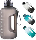 GEMFUL 74oz Water Bottle with Handle Half Gallon BPA-Free Sports Jug for Gym Hiking Travel 2.2L Large Capacity Leak Proof Easy Carry (Grey no Straw)