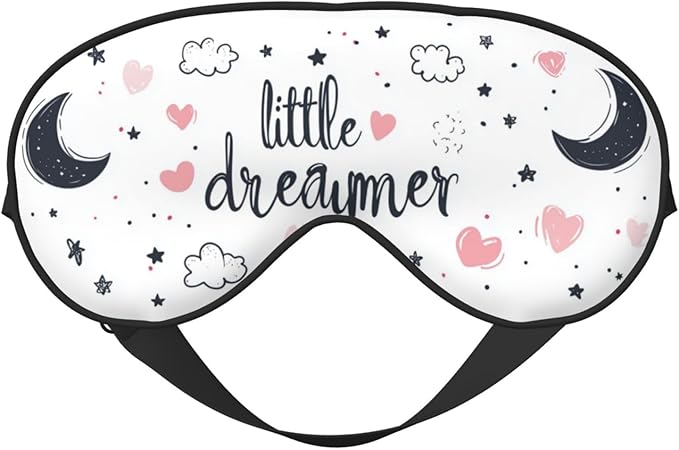 Little Dreamer Sleep Mask Moon Cloud Eye Mask with Adjustable Strap Eye Sleep Shade Cover Blocks Light for Women Men Airplane Travel Nap