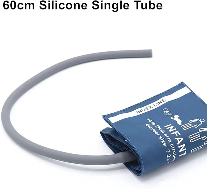 Blood Pressure PU Cuff with 60cm Single Tube for Infant 10-19 cm, Reusable Replacement NIBP Cuff with Inner Airbag for BP Monitor Machine, No Connector