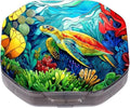 This Portable Colorful Coral Reef Sea Turtle Pattern 4 Compartment Pill Box Can Be Placed in A Pocket Or Wallet to Store Vitamins, Medicines Health Supplements Other Medications.