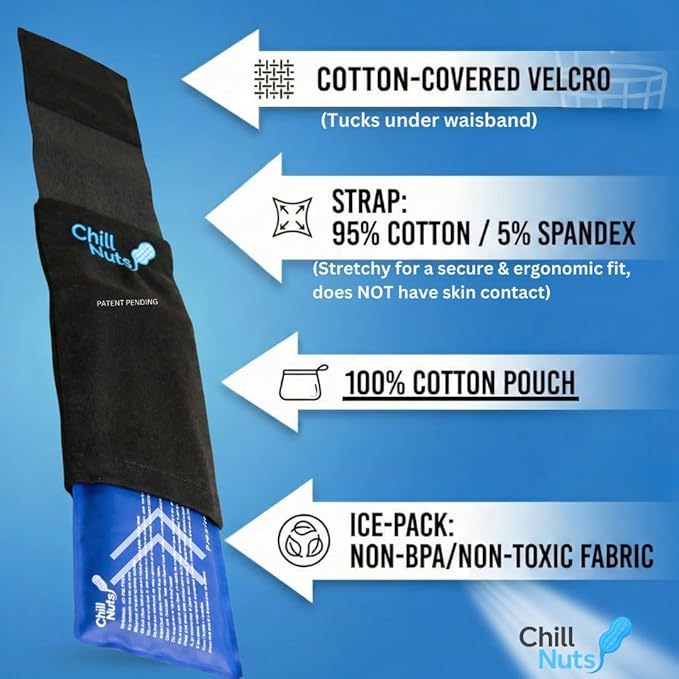 Ice Pack for Testicles, Sauna Heat Protection, Sperm Preservation Cooling Pack, Ergonomic Design, Non-Toxic, BPA-Free, Ice-Pack Pouch is 100% Cotton, Gym-Ready Insulated Case Included