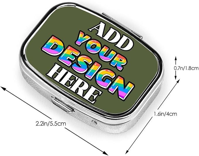 Custom Medicine Pill Organizer, Medicine Pill Box Case Container Travel Pill Holder Vitamin for Purse Med Wallet Portable Mini Pastillero Square, Army Green, Personalized Gifts
