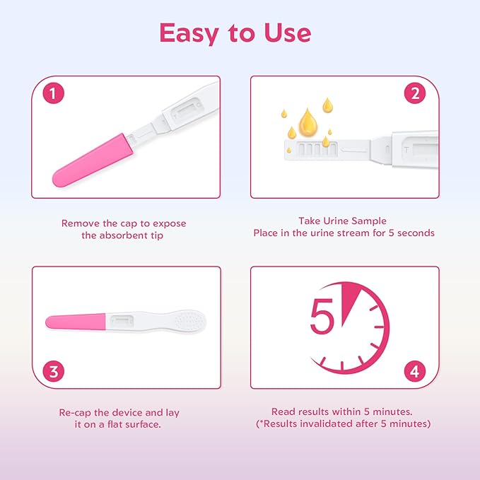 MomMed Pregnancy Test, 5 HCG Home Pregnancy Midstream Test, Accurately Detect Early Pregnancy, High Sensitivity Result for Women Home Testing