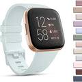 Mugust Sport Bands Compatible with Fitbit Versa 2 / Fitbit Versa/Versa Lite/Versa SE, Classic Soft Silicone Replacement Wristbands Straps for Fitbit Versa 2 Smart Watch Women Men (Large,Light Cyan)