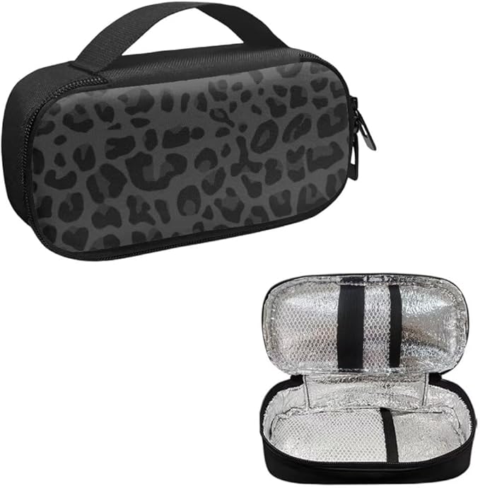 Black Leopard Insulin Pen Cooler Travel Case Diabetic Medication Insulated Cool Organizer for Insulin Pen and Other Diabetic Supplies for The Daily Life and Trip
