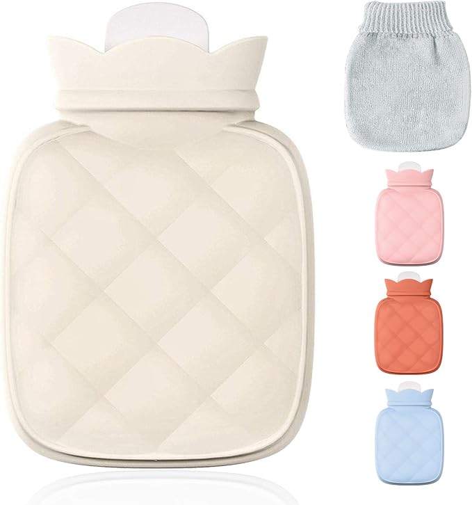 Redify Small Hot Water Bottle Bag for Hot & Cold Compress with Cover,Microwave Heating Soft Environment-Friendly Silicone for Babies Kids,Mini Hot Wate Bottle for Travel and Pain Relief,Holiday Gifts