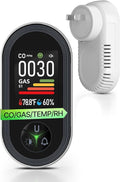 4IN1 Gas & Carbon Monoxide Detector Combination Plug in, CO Gas Monitor with Real-Time Temperature & Humidity Display, Alarm for Natural Gas, Propane