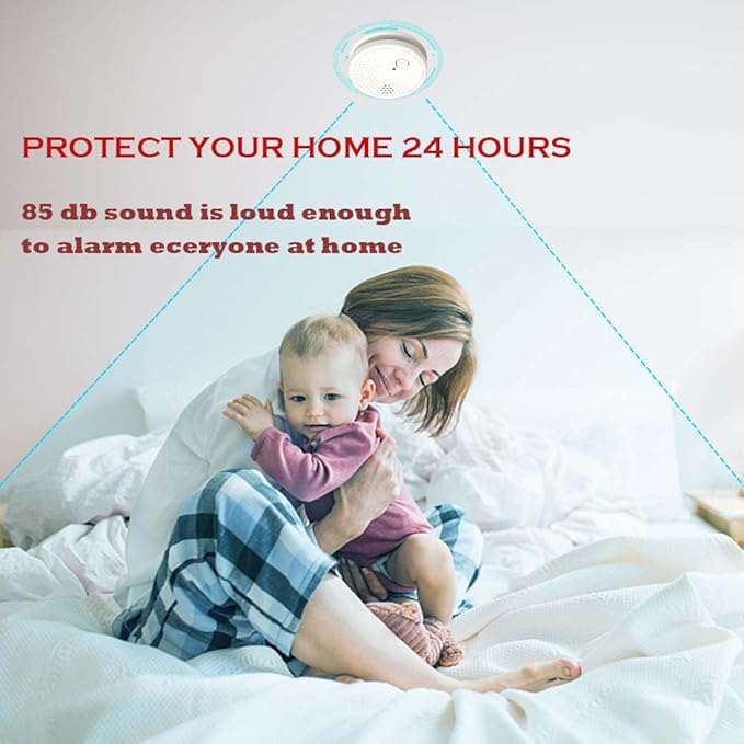 Smoke Detector 4 Pack Fire Alarms 9V Battery Operated Photoelectric Sensor Smoke Alarms Easy to Install with Light Sound Warning, Test Button,9V Battery Included Fire Safety for Home Hotel