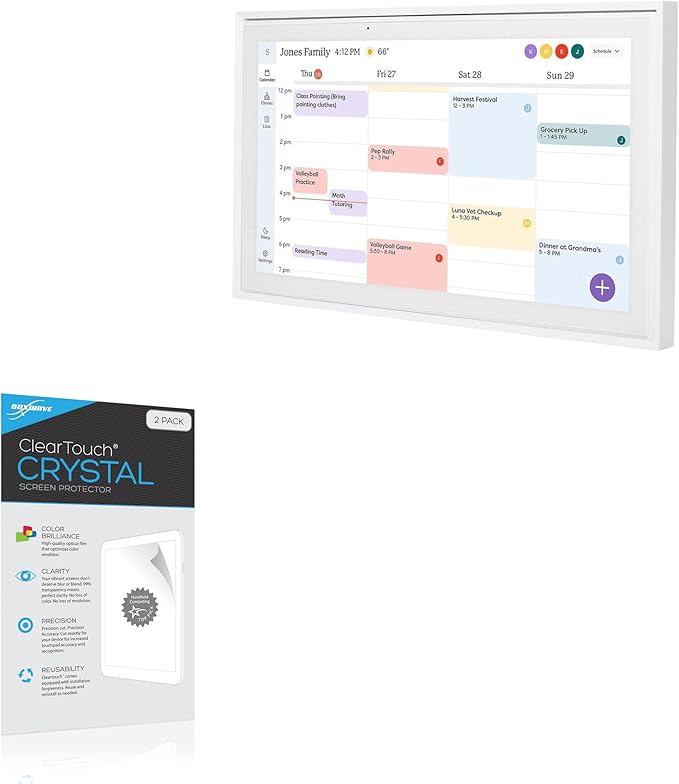 BoxWave Screen Protector Compatible with Skylight Calendar (15 inch) - ClearTouch Crystal (2-Pack), HD Film Skin - Shields from Scratches