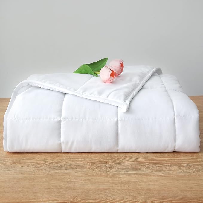 Weighted Blanket 15lbs Twin Size White 48"x72" Weighted Blankets for Adults Heavy Blanket are Comfortable and Cozy