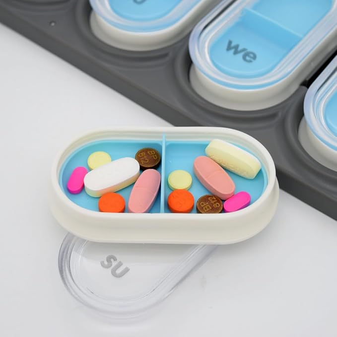 EQUADOSE Weekly Pill Organizer, Extra Large 7-Day Vitamin Jumbo Case with Removable Pods, Oversized Medication Carrier for Easy Travel and Daily Health Management, Travel-Friendly