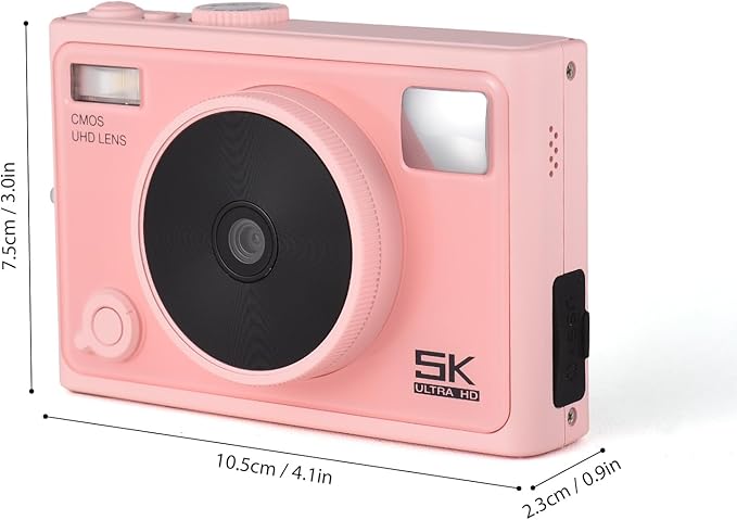 Andoer 5K Digital Camera WiFi Pink Compact Camera 72MP Dual Lens 2.8 Inch IPS Screen Auto Focus 18X Digital Zoom LED Flash Color Filters Birthday Festival Gift for Students Teenagers Friends