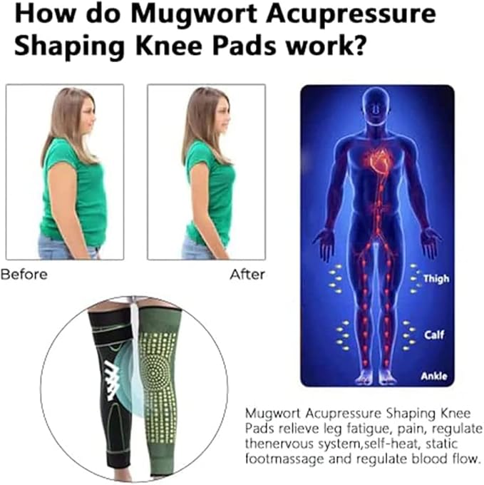 Tourmaline Acupressure Selfheating Knee Sleeve with Tourmaline Acupressure Self-Heating Shaping Socks, Mugwort Acupressure Shaping Knee Pads ，Detox Sculpting Knee Pads